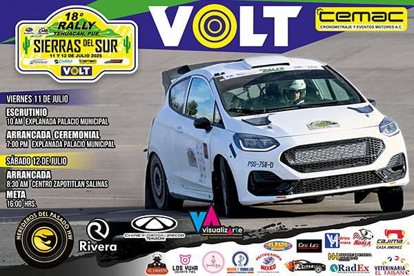 Tehuacán será sede de la segunda fecha del Campeonato Regional de Rallies PAC 2025