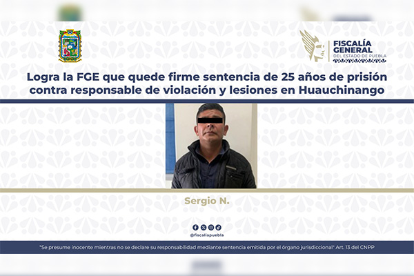 Sentenciado a 25 años de prisión por violar a una mujer