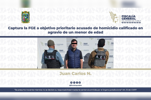 Captura la FGE a objetivo prioritario acusado de homicidio calificado
