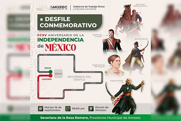 Ayuntamiento de Amozoc invita al Desfile Conmemorativo a la Lucha de Independencia