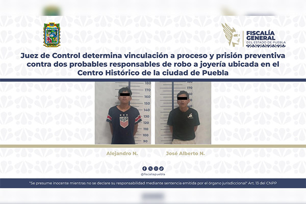 Dictan prisión preventiva contra ladrones de joyería en el CH